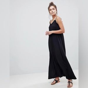 ASOS BLACK SUMMER CAMI SLIP DRESS FRAYED
